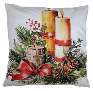 Bílý dekorativní polštář s vánočním motivem s výplní – 43x43 cm