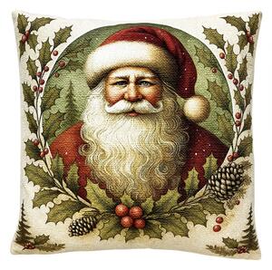 Béžový dekorativní polštář Santa Claus – 45x45 cm