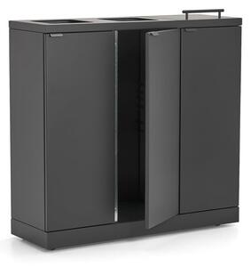 AJ Produkty Skříňka na tříděný odpad BICA, 3 sekce, 1x víko / 2x otevřený vhoz, 3x65 l, antracit
