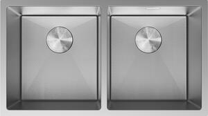 Mexen Binox, 2-komorový nerezový dřez 800 x 450 mm, broušená ocel, vzor voština, 6421802000-01HC