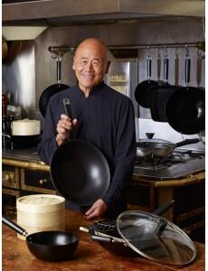 Ken Hom Excellence nerezový wok s nepřilnavým povrchem, průměr 32 cm + skleněná poklice KH432022