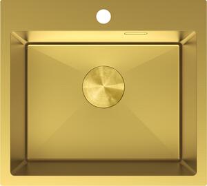 Mexen Solix, 1-komorový nerezový dřez 500 x 450 mm, broušená zlatá, 6402501000-55