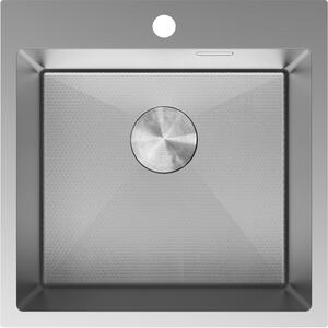 Mexen Solix, 1-komorový nerezový dřez 500 x 500 mm, broušená ocel, vzor voština, 6407501000-01HC