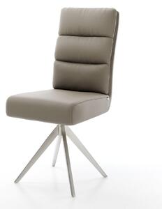 DELIFE Jídelní židle Pela-Flex pravá kůže tmavě béžová křížová podnož hranatá nerezová ocel taštičkové pružiny