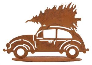 Hnědá kovová vánoční dekorace auto – 27x8x19 cm