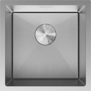 Mexen Trixo, 1-komorový nerezový dřez 440 x 440 mm, broušená ocel, vzor voština, 6413441000-01HC