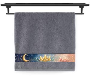 Ručník Veba NORA tisk Měsíční magie tmavá šedá Velikost: 50x100 cm