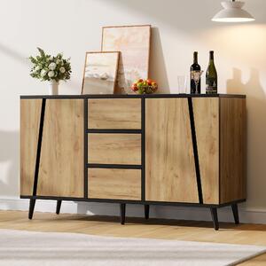 Komoda 120x40x70 cm, 2 dvířka, 3 zásuvky, kávový koutek, moderní design, vhodná do obývacího pokoje/kuchyně/pracovny