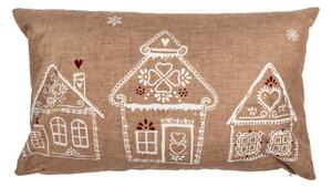 Hnědý obdélníkový povlak na polštář s motivem perníkových domečků Gingerbread Bliss – 30x50