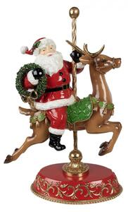 Vánoční soška Santa Claus se sobem na kolotoči – 46 cm