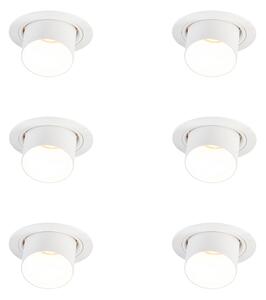 Sada 6 moderních zapuštěných bodových svítidel bílá kulatá naklápěcí - Installa