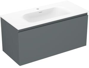 Mexen Orio, koupelnová skříňka 100 cm s umyvadlem Vela, 1 zásuvka, grafitová matná/bílá matná, 91A10-10047-1-BF66-W23M01