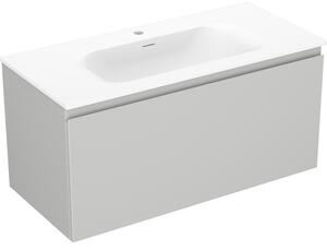Mexen Orio, koupelnová skříňka 100 cm s umyvadlem Vela, 1 zásuvka, šedá matná/bílá matná, 91A10-10047-1-BF62-W23M01