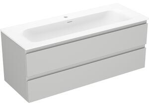 Mexen Orio, koupelnová skříňka 120 cm s umyvadlem Vela, 2 zásuvky, šedá matná/bílá matná, 91A10-12047-2-BFF62-W23M01