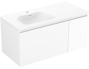 Mexen Orio, koupelnová skříňka 90 cm s umyvadlem Vela levá, 1S, 1D, bílá matná, 91A13-09047-3-BBFF01-W23L01