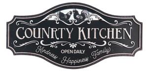 Černá plechová dekorativní cedule Country Kitchen – 60x30 cm