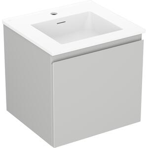 Mexen Orio, koupelnová skříňka 50 cm s umyvadlem Otis, 1 zásuvka, šedá matná/bílá matná, 91A10-05047-1-BF62-W18M01