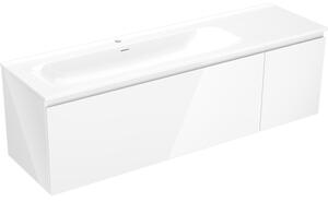Mexen Orio, koupelnová skříňka 160 cm s umyvadlem Vela vlevo, 1S, 1D, bílá lesklá, 91A13-16047-3-BBFF00-W23L00