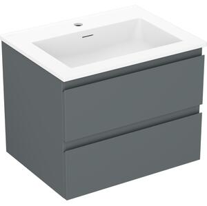 Mexen Orio, koupelnová skříňka 60 cm s umyvadlem Otis, 2 zásuvky, grafitová matná/bílá matná, 91A10-06047-2-BFF66-W18M01