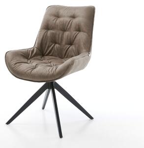 DELIFE Jídelní židle Taimi-Flex mikrovlákno taupe vintage křížová podnož široká černá