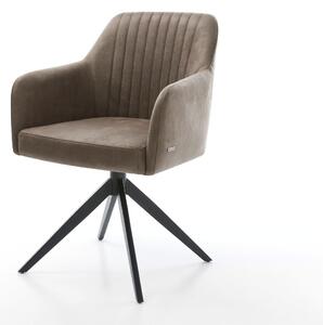 DELIFE Jídelní židle Greg-Flex mikrovlákno taupe vintage křížová podnož široká černá taštičkové pružiny