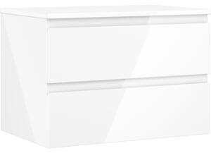 Mexen Orio, koupelnová skříňka 70 cm s horní částí, 2 zásuvky, bílá lesklá, 91A10-07047-2-BFFC00