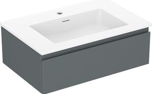 Mexen Orio, koupelnová skříňka 70 cm s umyvadlem Otis, 1 zásuvka, grafitová matná/bílá matná, 91A10-07023-1-BF66-W18M01