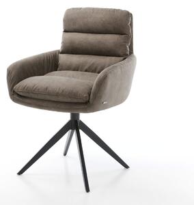 DELIFE Jídelní židle Abelia-Flex s područkami mikrovlákno taupe vintage křížová podnož široká černá
