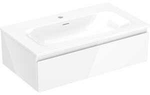 Mexen Orio, koupelnová skříňka 80 cm s umyvadlem Vela, 1 zásuvka, bílá lesklá, 91A10-08023-1-BF00-W23M00