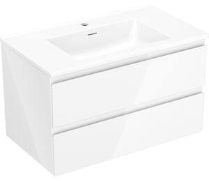 Mexen Orio, koupelnová skříňka 80 cm s umyvadlem Otis, 2 zásuvky, bílá lesklá, 91A10-08047-2-BFF00-W18M00