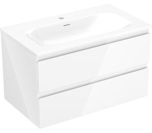 Mexen Orio, koupelnová skříňka 80 cm s umyvadlem Vela, 2 zásuvky, bílá lesklá, 91A10-08047-2-BFF00-W23M00