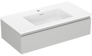 Mexen Orio, koupelnová skříňka 90 cm s umyvadlem Otis, 1 zásuvka, šedá matná/bílá matná, 91A10-09023-1-BF62-W18M01