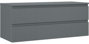 Mexen Rivel, koupelnová skříňka 120 cm s horní částí, 2 zásuvky, drážkovaná, grafit matná - 91A20-12047-2-BFFC66
