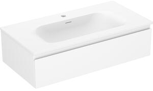 Mexen Orio, koupelnová skříňka 90 cm s umyvadlem Vela, 1 zásuvka, bílá matná, 91A10-09023-1-BF01-W23M01