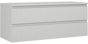 Mexen Rivel, koupelnová skříňka 120 cm s pracovní deskou, 2 zásuvky, drážkovaná, matná šedá, 91A20-12047-2-BFFC62