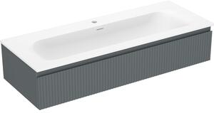 Mexen Rivel, koupelnová skříňka 120 cm s umyvadlem Vela, 1 zásuvka, drážkovaná, grafitová matná/bílá matná, 91A20-12023-1-BF66-W23M0