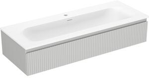 Mexen Rivel, koupelnová skříňka 120 cm s umyvadlem Vela, 1 zásuvka, drážkovaná, šedá matná/bílá, 91A20-12023-1-BF62-W23M01