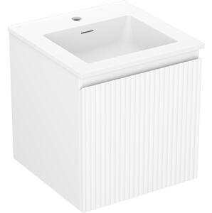 Mexen Rivel, koupelnová skříňka 45 cm s umyvadlem Otis, 1 zásuvka, drážkovaná, bílá matná, 91A20-04547-1-BF01-W18M01