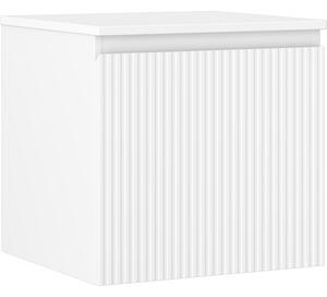 Mexen Rivel, koupelnová skříňka 50 cm s pracovní deskou, 1 zásuvka, drážkovaná, bílá matná, 91A20-05047-1-BFC01