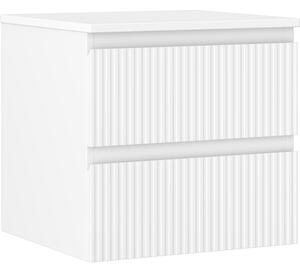 Mexen Rivel, koupelnová skříňka 50 cm s pracovní deskou, 2 zásuvky, drážkovaná, bílá matná, 91A20-05047-2-BFFC01