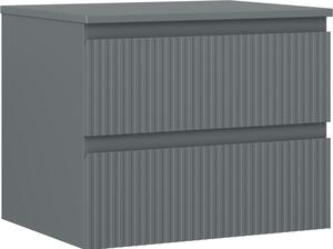 Mexen Rivel, koupelnová skříňka 60 cm s pracovní deskou, 2 zásuvky, drážkovaná, grafitová matná, 91A20-06047-2-BFFC66