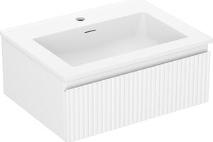 Mexen Rivel, koupelnová skříňka 60 cm s umyvadlem Otis, 1 zásuvka, drážkovaná, bílá matná, 91A20-06023-1-BF01-W18M01