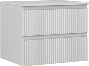 Mexen Rivel, koupelnová skříňka 60 cm s pracovní deskou, 2 zásuvky, drážkovaná, matná šedá, 91A20-06047-2-BFFC62