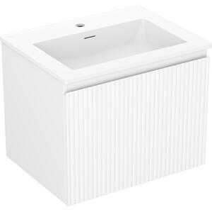 Mexen Rivel, koupelnová skříňka 60 cm s umyvadlem Otis, 1 zásuvka, drážkovaná, bílá matná, 91A20-06047-1-BF01-W18M01