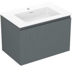 Mexen Rivel, koupelnová skříňka 70 cm s umyvadlem Otis, 1 zásuvka, drážkovaná, grafitová matná/bílá matná, 91A20-07047-1-BF66-W18M01