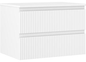 Mexen Rivel, koupelnová skříňka 70 cm s horní deskou, 2 zásuvky, drážkovaná, bílá matná, 91A20-07047-2-BFFC01