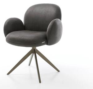 DELIFE Jídelní židle Nube-Flex s područkami mikrovlákno antracit vintage křížová podnož široká titanová barva 360° otočný taštičkové pružiny