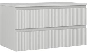 Mexen Rivel, koupelnová skříňka 90 cm s pracovní deskou, 2 zásuvky, drážkovaná, matná šedá, 91A20-09047-2-BFFC62