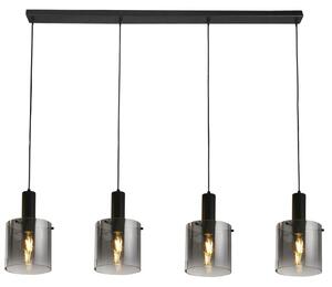 Searchlight 88910-4BK Závěsný lustr SWEDEN BLACK kouřové sklo