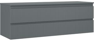 Mexen Rivel, koupelnová skříňka pod umyvadlo 140 cm s horní deskou, 2 zásuvky, drážkovaná, grafit matná - 91A20-14047-2-BFFC66